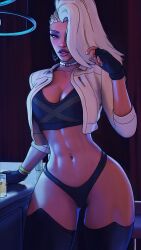 1girls 3d 3d_(artwork) cleavage clothed clothed_female dark-skinned_female dark_skin female female female_focus female_only jacket looking_at_viewer marvel marvel_comics marvel_rivals panties sfrinzy skimpy skimpy_clothes storm_(marvel_rivals) storm_(x-men) underwear white_hair