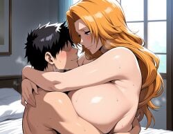 1boy ai_generated bleach breasts cleavage female huge_breasts large_breasts long_hair matsumoto_rangiku