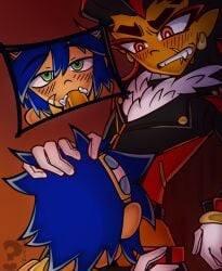 black_hair blowjob blue_hair dark-skinned_male gay gay_blowjob green_eyes human looking_at_partner looking_down male_only red_eyes shadow_the_hedgehog sonadow sonic_(series) sonic_the_hedgehog sonic_the_hedgehog_(series)