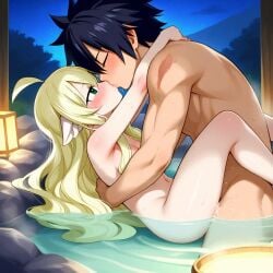 ai_generated fairy_tail gray_fullbuster hot_spring mavis_vermilion night sex