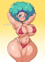 1female 1girls arms_behind_back big_breasts bikini blue_eyes blue_hair breasts bulma daf_n_half dragon_ball dragon_ball_z female girl huge_breasts huge_thighs nipples solo solo_female tagme thighs visible_areolae visible_pussy