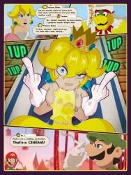 angry angry_face blonde_hair blowjob blowjob_face blue_eyes bowser crown cum cum_drip cum_in_mouth cum_inside cum_on_face deepthroat fellatio gagging luigi mario mario_(series) midasartistcat midasthecat middle_finger nintendo oral oral_sex princess princess_peach saliva saliva_drip saliva_trail text text_bubble