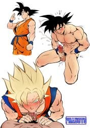 abs balls bara biceps big_balls big_penis blowjob cum dragon_ball dragon_ball_z erection gay gay_blowjob genital_fluids handjob male male/male male_nipples male_only manly masturbation muscular_male nipples nude oral oral_sex orgasm pecs penis phausto son_goku toei_animation