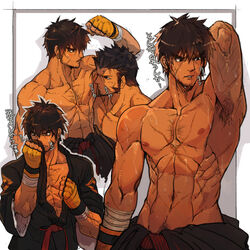 2boys abs age_difference armpit armpit_hair armpits bara body_hair brown_hair dungeon_fighter_online fighter_(dungeon_and_fighter) grappler_(dungeon_fighter) hairy_armpits male male_fighter_(dungeon_and_fighter) male_only male_priest_(dungeon_and_fighter) multiple_boys muscles muscular muscular_male nikism nipples pecs priest_(dungeon_and_fighter) scar smelling smelly topless undressing yaoi