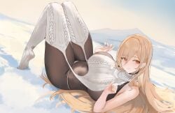 big_breasts bodysuit golden_hair lingerie long_hair