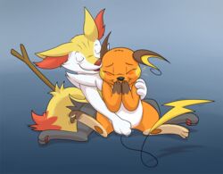 ambiguous_gender blush braixen cuddling cum duo dweet-tea female fingering furry nintendo nuzzling paws pokémon_(species) pokemon pokemon_(species) puddle raichu rubbing simple_shading spark stick tears twitch wet