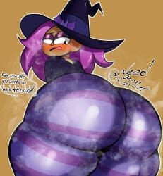 1girls african_female ass big_ass blush bottom_heavy cartoon_network clothing costume dialogue enid female huge_ass needarefill77 ok_k.o.!_let's_be_heroes purple_hair solo solo_female thick_thighs wide_hips witch_costume witch_hat