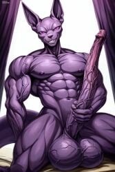 ai_generated ai_hands beerus big_balls big_penis dragon_ball_super excessive_size hyper_penis long_penis muscular veins_on_dick veiny_balls veiny_muscles veiny_penis