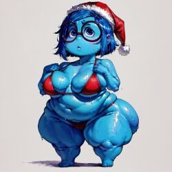 ai_generated big_ass big_breasts big_butt blue_body blue_hair blue_skin brax_(artist) christmas chubby civitai front_heavy_breasts glasses hips huge_breasts sadness_(inside_out) shortstack smaller_female stable_diffusion tagme wide_hips