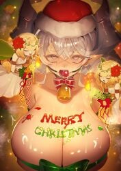 angel ball_gag ballgagged big_breasts blush blush breasts christmas demon duel_monster female gag gagged gagged_female horns huge_breasts humanoid labrynth_of_the_silver_castle lady_labrynth_of_the_silver_castle lovely_labrynth_of_the_silver_castle ro_g_(oowack) santa_hat silver_hair solo solo_female solo_focus white_hair yu-gi-oh!