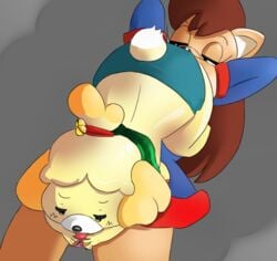 animal_crossing canine dessikuu female fox isabelle_(animal_crossing) mammal nintendo pussy rosemary_prower sonic_(series) video_games yuri