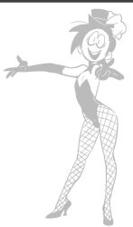 1boy bulge femboy fishnet_legwear fishnets high_heels legwear male male_only no_color simple_background solo spooky_month streber_(spooky_month) tagme tagme_(artist)