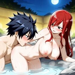 ai_generated erza_scarlet fairy_tail gray_fullbuster hot_spring night sex