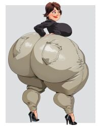 adultart_(artist) breasts clothed_female disney female_only lily_lee milf pixar pixar_mom sexy thick_ass tight_pants turning_red