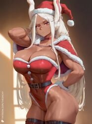 1girls abs ai_generated ass belt breasts bunny_ears bunny_girl choker christmas cleavage cleavage_cutout clothed clothing female female_focus female_only fit fit_female hat high_resolution highres holidays large_ass large_breasts latex long_hair looking_at_viewer miruko muscular my_hero_academia obliques red_eyes stockings sweater tagme thedachy thick thick_ass thick_legs thick_thighs thighhighs thighs thin_waist tight_clothing tight_fit white_hair wide_hips