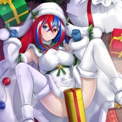 1girls alear_(female)_(fire_emblem) alear_(fire_emblem) alternate_costume blue_eyes blue_hair christmas christmas_outfit deep_rising female female_only fire_emblem fire_emblem_engage fire_emblem_heroes multicolored_hair nintendo official_alternate_costume red_eyes red_hair thor_(deep_rising)