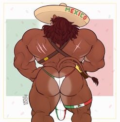 ass ass_cleavage ass_focus bara bbl big_ass big_balls bubble_ass bubble_butt buff butt_crack cheeks countryhumans dick furry gay hair hat kamui_kerim lion mexican mexican_male mexico mexico_(countryhumans) muscle muscles muscular muscular_male scars scars_on_back standing tail thick_thighs thin_waist thong thong_bikini waist