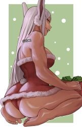 1girls bunny_ears bunny_girl christmas dat_ass gud0c looking_at_viewer looking_back miruko my_hero_academia rumi_usagiyama