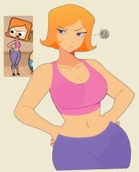 cartoon_network clothed clothing debbie_turnbull debs_turnbull female ginger huge_thighs mad mature_female meow_boop robotboy solo sports_bra