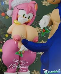 1boy 1girls amy_rose anthro big_ass big_balls big_breasts big_butt big_nipples big_penis blender christmas christmas_clothing christmas_tree closed_mouth hand_on_mouth huge_ass huge_breasts huge_butt huge_cock huge_thighs mistletoe mistletoe_above_penis mistletoe_above_vagina plumenjoyerse sega shocked sonic_(series) sonic_the_hedgehog sonic_the_hedgehog_(series) throbbing_penis xmas