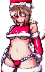 blush christmas_outfit color giroofficial latex_gloves latex_suit lipstick lora_(xenoblade) santa_costume santa_hat sketch suggestive_pose xenoblade_(series) xenoblade_chronicles_(series) xenoblade_chronicles_2 xenoblade_chronicles_2:_torna_the_golden_country