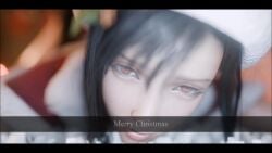 1dog 1girls 3d 3d_animation black_hair blueberg canine christmas_outfit doggy_style english_text final_fantasy final_fantasy_vii long_hair makeup piercing red_eyes santa_costume santa_hat tagme tifa_lockhart vaginal_penetration video zoophilia