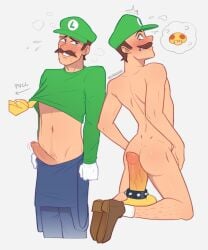 2boys 2d 2d_(artwork) 2d_artwork big_penis blush blush_lines blushing bowser cock_ring consent foreskin gay gay_domination imminent_anal imminent_penetration imminent_sex luigi mario_(series) penis_out shirt_lift shirt_up skinny_male super_mario_bros. sweat sweatdrop taking_clothes_off twink uncut uncut_penis veiny_penis wetwasabi yaoi