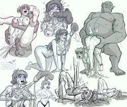 1boy 1girls big_cumshot blowjob cum cum_in_ass cum_on_breasts cum_on_face dick doodles drowning_in_cum freckles fringe grey_skin guide_lines heavy_cum large_ass large_breasts monster naked_female no_color ogre penetration self_upload shadycroc sketches