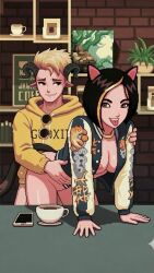 ai_generated cafe coffee_talk doggy_position doggy_style doggy_style_sex doggystyle front_view nekomimi partially_clothed satyr tail tongue_out
