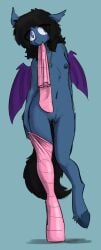 anthro ass bat breasts butt_from_the_front clothing equid equine female flat_chested genitals hasbro hi_res horse ipomoea_(oc) leggings legwear looking_away mammal mostly_nude my_little_pony nipples nude pony pubes pussy solo the-minuscule-task