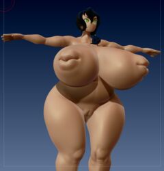 3d big_breasts breast_mouth breasts green_eyes huge_breasts lipples lynn_(modeseven) modeseven monster mouthless nude pussy siren slightly_chubby t-pose thick_thighs voluptuous wide_hips