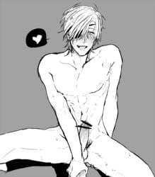 2boys abs anal blush censored drooling erection eye_patch happy_sex huge_cock male_only monochrome multiple_boys muscle nude pecs penis pov saliva sex shokudaikiri_mitsutada size_difference straddling sweat tagme testicles touken_ranbu yaoi