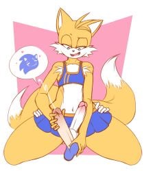 absurd_res anthro ball_fondling balls biffalo bodily_fluids canid canine cheerleader_outfit cum duo ejaculation eulipotyphlan femboy fondling fox genital_fluids genitals handjob hands_on_hips hedgehog hi_res hip_grab kneeling looking_pleasured male male/male mammal miles_prower penile penis penis_grab sega sex smug smug_face sonic_(series) sonic_the_hedgehog sonic_the_hedgehog_(series) straddling tails tails_the_fox thick_thighs