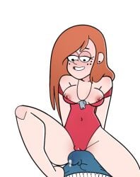 1girls 2019 breasts breasts_out bulge cum cum_through_underwear disney disney_channel erection female_focus female_only freckles gravity_falls human katz-art lifeguard_swimsuit male male/female nipples smile straight wendy_corduroy whistle whistle_around_neck white_background