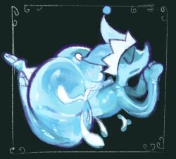 2025 ambiguous_gender anthro ass big_butt blue_body closed_eyes clothing deltarune digital_media_(artwork) elemental_creature fool's_hat full-length_portrait glistening glistening_body hands_together hat headgear headwear huge_butt mizzle_(deltarune) nude open_mouth portrait shaded simple_background solo solsticespaghetti undertale_(series) water water_creature