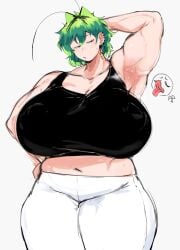 alien_girl armpits ass_bigger_than_head big_ass big_breasts cham22 ear_piercing green_hair roach rochi rochi(rrrroch1) taller_girl tattoo tomboy