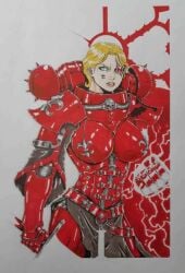 1girls adepta_sororitas aurion_(artist) female female_only imperium_of_man muscles muscular_female power_armor sister_of_battle solo solo_female sword warhammer_(franchise) warhammer_40k