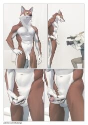 2024 absurd_res anthro athletic athletic_anthro athletic_male balls biped bodily_fluids bovid brown_body brown_fur canid canine canis caprine claws digital_media_(artwork) duo erection finger_claws foreskin fur genitals goat hi_res humanoid_genitalia humanoid_penis male male_anthro mammal masturbation monotone_body monotone_fur multicolored_body multicolored_fur navel nude_anthro nude_male penile penile_masturbation penis pngx_(artist) recording sweat two_tone_body two_tone_fur white_balls white_body white_fur white_penis wolf yellow_eyes