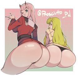 2girls absurd_res absurd_resolution absurdres artist_name artist_signature ass ass_focus bangs big_ass big_butt black_panties black_underwear bubble_ass bubble_butt c.c. code_geass curvy curvy_female curvy_figure darling_in_the_franxx dress fat_ass female female_focus female_only green_eyes green_hair hi_res high_resolution highres horns large_ass light-skinned_female light_skin long_hair multiple_girls panties pink_hair prosciutto_pal shiny shiny_ass shiny_butt shiny_skin tagme thick_ass thick_thighs thighs twitter_username underwear upskirt viidcclxi viidcclxi_(ynk7761) voluptuous voluptuous_female wink winking ynk7761 zero_two_(darling_in_the_franxx)