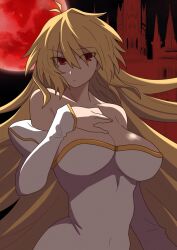 alternate_breast_size archetype_earth arcueid_brunestud background big_breasts big_breasts blonde_hair breasts breasts_bigger_than_head castle cleavage dress huge_boobs huge_breasts large_boobs large_breasts long_hair maz_515 melty_blood red_eyes tsukihime vampire vampire_girl