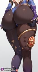 ai_generated ass ass_focus backsack below_view big_ass big_butt bimbo bimbo_body black_legwear bubble_ass bubble_butt butt_focus faceless fat_ass female female_only from_behind from_below genshin_impact hands_on_ass hidden_face huge_ass legwear mona_(genshin_impact) pantyhose plump_ass pussy_lips pussy_peek rear_view sillyfrog solo solo_female stable_diffusion thick_thighs tighs tight_fit wide_hips witch_hat