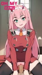 1boy 1girls 1igrl animated anime_style areolae big_breasts breasts cleavage climax clothed cowgirl_position cum_in_pussy cum_inside cumming cumming_inside cumming_together cumming_while_penetrated cumming_while_penetrating curvy curvy_body curvy_female cute darling_in_the_franxx erection eyelashes female green_eyes horns light_skinned_female long_hair male mp4 nipples ohmywaifu oppai pale_skin patreon patreon_username penis penis_in_pussy pink_hair smile tagme vaginal_penetration vaginal_sex vertical_video video video_game video_games zero_two_(darling_in_the_franxx)