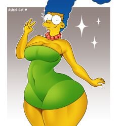 1girls 20th_century_fox astral_girl big_ass big_breasts big_butt blue_hair dress female female_focus female_only gradient_background gray_background marge_simpson mature mature_female milf mother the_simpsons thick_thighs tube_dress white_background wide_hips yellow-skinned_female yellow_body yellow_skin