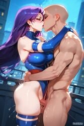 2d ai_generated blue_leotard elbow_gloves leotard long_hair marvel night outdoor_sex outdoors psylocke purple_hair sex tagme thighhighs x-men