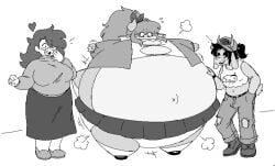 air_inflation beeblimp belly big_breasts body_inflation breasts female furry inflation monochrome panties tagme thick_thighs wide_hips