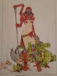 1girl 1girls adeptus_mechanicus aurion_(artist) chaos_(warhammer) chaos_space_marine death_guard female muscles muscular_female plague_marine techpriest warhammer_(franchise) warhammer_40k