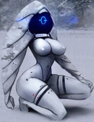 big_ass big_breasts camouflage io_(psyk323) led_light psyk323 robot robot_girl robot_humanoid snow thick_thighs white_body