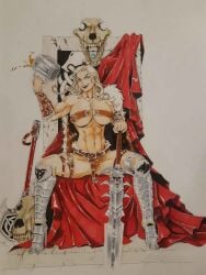 1girls aurion_(artist) female imperium_of_man leman_russ muscles muscular_female post-human primarch rule_63 space_wolves warhammer_(franchise) warhammer_40k