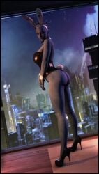 3d alien alien_girl alien_humanoid asari ass ass_focus bunny_costume bunny_ears bunnysuit foab30 high_heels liara_t'soni lingerie looking_at_viewer mass_effect seductive_look stiletto_heels very_high_heels