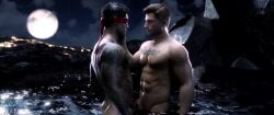 2boys 2males beach daemoncollection gay gay_kissing interracial intimate johnny_cage kenshi_takahashi kissing male/male male_only mortal_kombat mortal_kombat_1_(2023) naked naked_male night night_sky no_visible_genitalia nude nude_male romantic romantic_ambiance romantic_couple sensual tagme tattoo tattoo_on_arm video